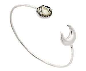 Crescent Moon - Authentic White Buffalo Turquoise Nevada Cuff Bangle Bracelet EXB01164 B-1046, 13x13 mm