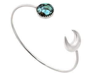 Crescent Moon - Lucky Charm Tibetan Turquoise Cuff Bangle Bracelet EXB01172 B-1046, 12x12 mm