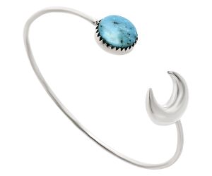 Crescent Moon - Natural Turquoise Morenci Mine Cuff Bangle Bracelet EXB01174 B-1046, 13x13 mm