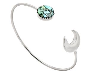 Crescent Moon - Lucky Charm Tibetan Turquoise Cuff Bangle Bracelet EXB01175 B-1046, 13x13 mm