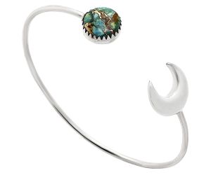 Crescent Moon - Kingman Copper Teal Turquoise Cuff Bangle Bracelet EXB01176 B-1046, 12x12 mm