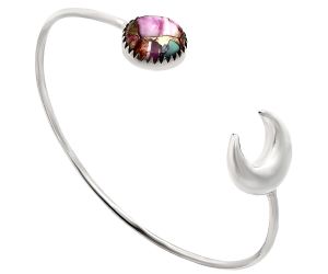 Crescent Moon - Kingman Pink Dahlia Turquoise Cuff Bangle Bracelet EXB01183 B-1046, 12x12 mm