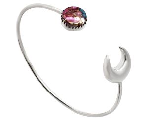 Crescent Moon - Kingman Pink Dahlia Turquoise Cuff Bangle Bracelet EXB01185 B-1046, 12x12 mm