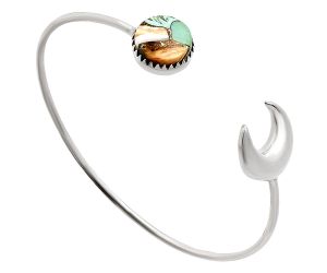 Crescent Moon - Spiny Oyster Turquoise Cuff Bangle Bracelet EXB01194 B-1046, 12x12 mm