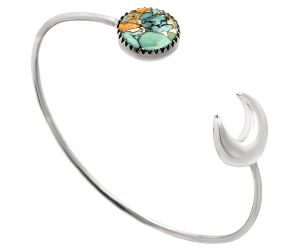 Crescent Moon - Spiny Oyster Turquoise Cuff Bangle Bracelet EXB01195 B-1046, 14x14 mm