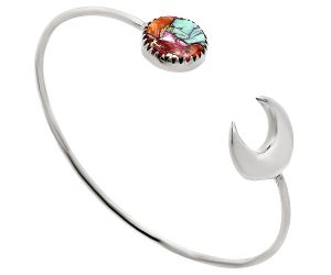 Crescent Moon - Kingman Orange Dahlia Turquoise Cuff Bangle Bracelet EXB01196 B-1046, 13x13 mm