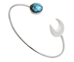 Crescent Moon - Kingman Turquoise With Pyrite Cuff Bangle Bracelet EXB01197 B-1046, 12x12 mm