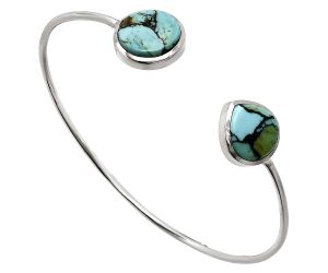 Lucky Charm Tibetan Turquoise Cuff Bangle Bracelet EXB01198 B-1004, 13x13 mm