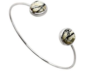 Authentic White Buffalo Turquoise Nevada Cuff Bangle Bracelet EXB01201 B-1004, 12x12 mm