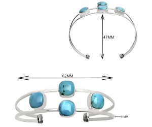 Sleeping Beauty Turquoise Cuff Bangle Bracelet EXB01217 B-1047, 9x9 mm