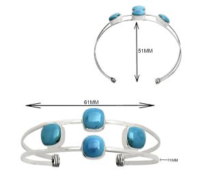 Sleeping Beauty Turquoise Cuff Bangle Bracelet EXB01218 B-1047, 9x9 mm