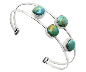 Natural Rare Turquoise Nevada Aztec Mt Cuff Bangle Bracelet EXB01219 B-1047, 9x9 mm