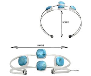 Sleeping Beauty Turquoise Cuff Bangle Bracelet EXB01221 B-1047, 9x9 mm