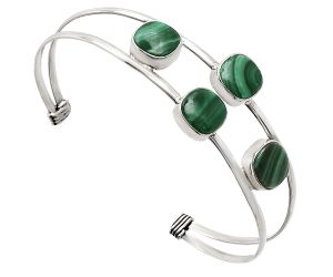 Malachite Eye Cuff Bangle Bracelet EXB01227 B-1047, 9x9 mm