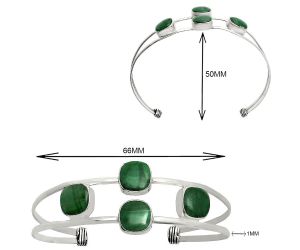 Malachite Eye Cuff Bangle Bracelet EXB01228 B-1047, 9x9 mm