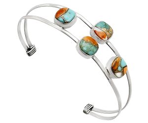 Spiny Oyster Turquoise Cuff Bangle Bracelet EXB01230 B-1047, 9x9 mm