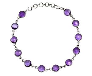 Amethyst Checker Briolette Bracelet EXB01265 B-1001, 7x7 mm