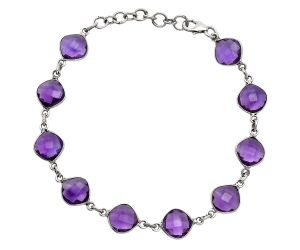 Amethyst Checker Briolette Bracelet EXB01266 B-1001, 8x8 mm