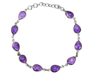 Amethyst Checker Briolette Bracelet EXB01267 B-1001, 7x10 mm