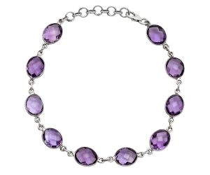 Amethyst Checker Briolette Bracelet EXB01268 B-1001, 8x10 mm