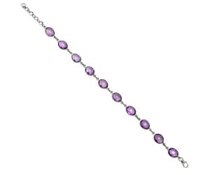 Amethyst Checker Briolette Bracelet EXB01268 B-1001, 8x10 mm