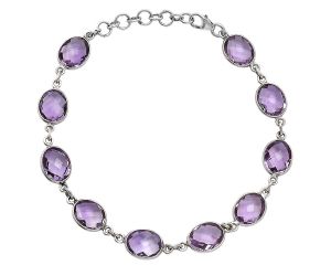 Amethyst Checker Briolette Bracelet EXB01269 B-1001, 8x10 mm