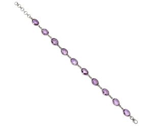 Amethyst Checker Briolette Bracelet EXB01270 B-1001, 8x10 mm