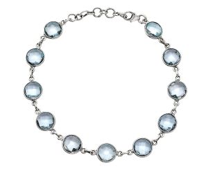 Sky Blue Topaz Checker Briolette Bracelet EXB01272 B-1001, 8x8 mm