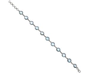 Sky Blue Topaz Checker Briolette Bracelet EXB01272 B-1001, 8x8 mm