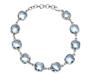 Sky Blue Topaz Checker Briolette Bracelet EXB01274 B-1001, 9x9 mm