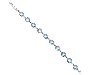 Sky Blue Topaz Checker Briolette Bracelet EXB01274 B-1001, 9x9 mm