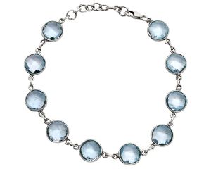 Sky Blue Topaz Checker Briolette Bracelet EXB01275 B-1001, 9x9 mm