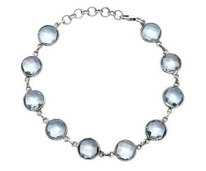 Sky Blue Topaz Checker Briolette Bracelet EXB01276 B-1001, 9x9 mm