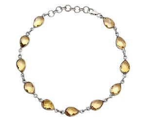 Citrine Checker Briolette Bracelet EXB01279 B-1001, 6x9 mm