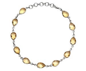 Citrine Checker Briolette Bracelet EXB01280 B-1001, 6x9 mm