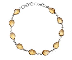 Citrine Checker Briolette Bracelet EXB01281 B-1001, 7x10 mm