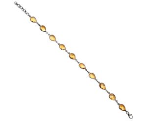 Citrine Checker Briolette Bracelet EXB01281 B-1001, 7x10 mm