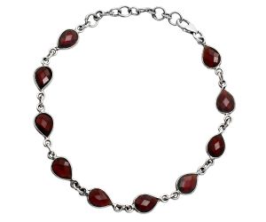 Hessonite Garnet Checker Briolette Bracelet EXB01284 B-1001, 6x8 mm