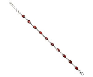 Hessonite Garnet Checker Briolette Bracelet EXB01284 B-1001, 6x8 mm