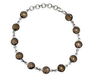 Smoky Quartz Checker Briolette Bracelet EXB01287 B-1001, 7x7 mm