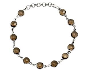 Smoky Quartz Checker Briolette Bracelet EXB01288 B-1001, 7x7 mm