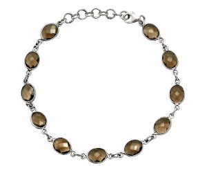 Smoky Quartz Checker Briolette Bracelet EXB01289 B-1001, 6x8 mm