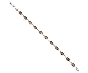 Smoky Quartz Checker Briolette Bracelet EXB01289 B-1001, 6x8 mm