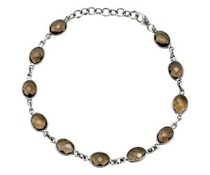 Smoky Quartz Checker Briolette Bracelet EXB01290 B-1001, 6x8 mm