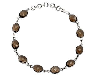 Smoky Quartz Checker Briolette Bracelet EXB01292 B-1001, 7x9 mm