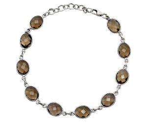 Smoky Quartz Checker Briolette Bracelet EXB01293 B-1001, 7x9 mm