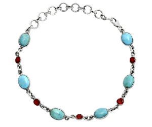 Sleeping Beauty Turquoise and Garnet Bracelet EXB01310 B-1006, 6x8 mm