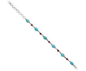 Sleeping Beauty Turquoise and Garnet Bracelet EXB01310 B-1006, 6x8 mm