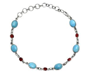 Sleeping Beauty Turquoise and Garnet Bracelet EXB01312 B-1006, 6x8 mm