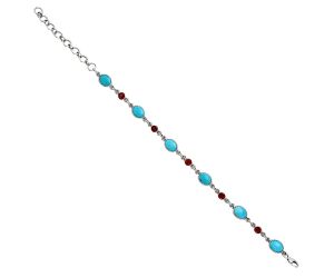 Sleeping Beauty Turquoise and Garnet Bracelet EXB01312 B-1006, 6x8 mm